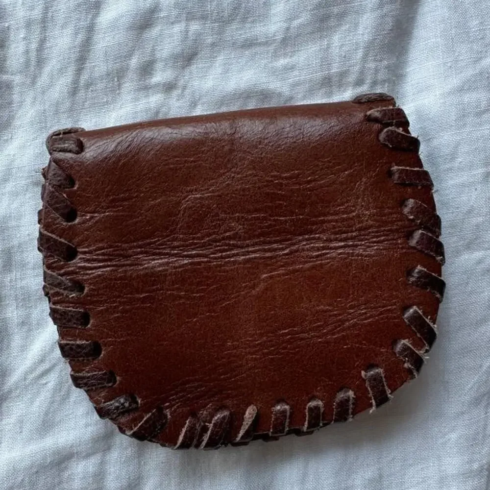 Vintage brown leather coin purse